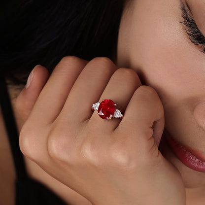 Oval Cut Red Ruby Ring