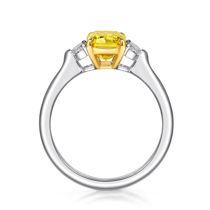 Radiant Cut Fancy Vivid Yellow Diamond Ring