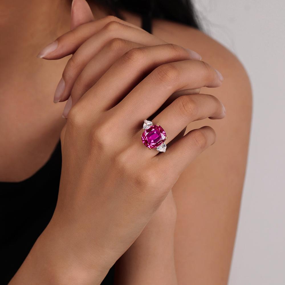 Cushion Cut Pink Sapphire Ring