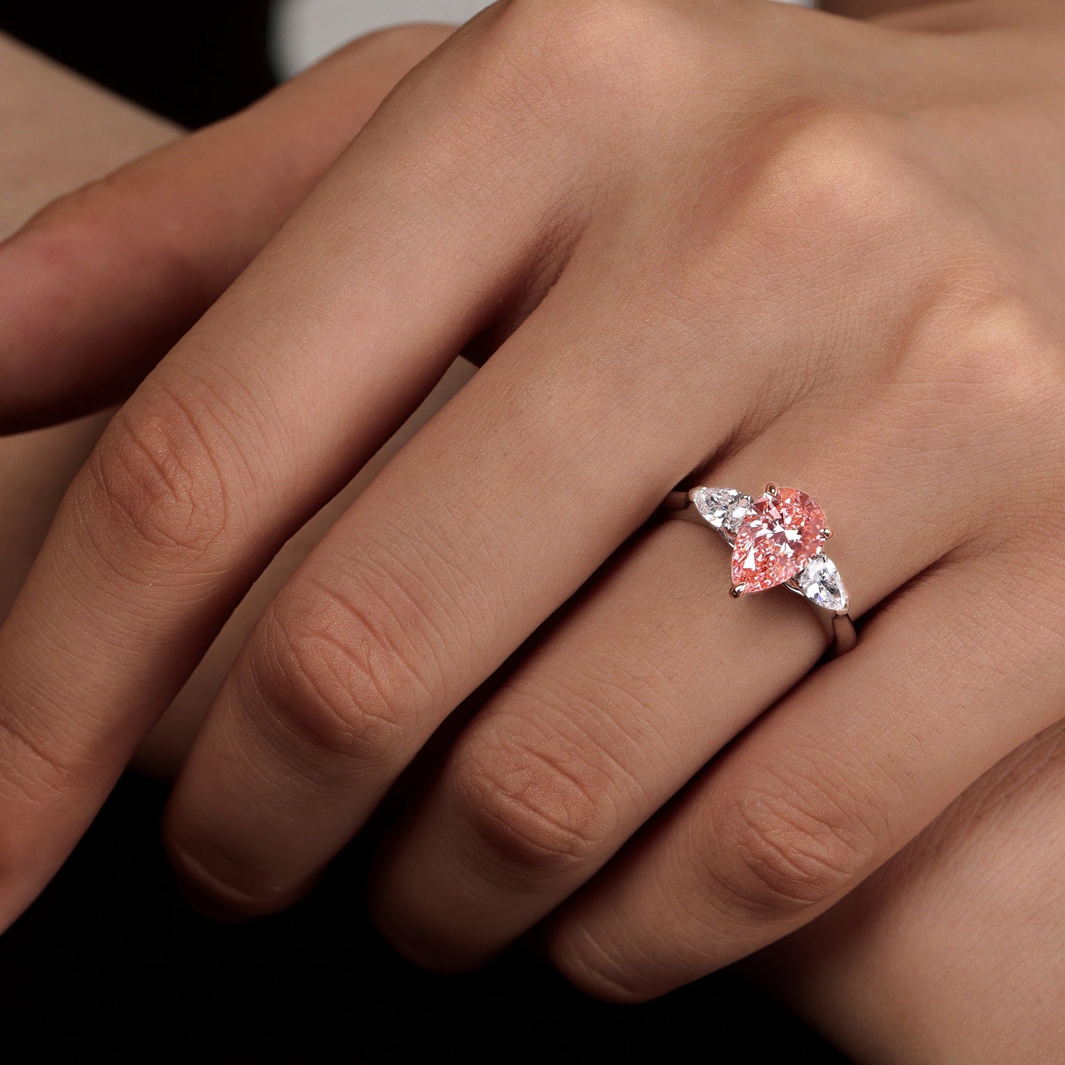 Pear Cut Fancy Vivid Pink Diamond Ring