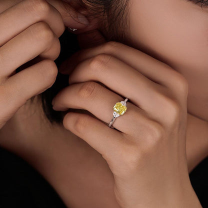 Radiant Cut Fancy Vivid Yellow Diamond Ring