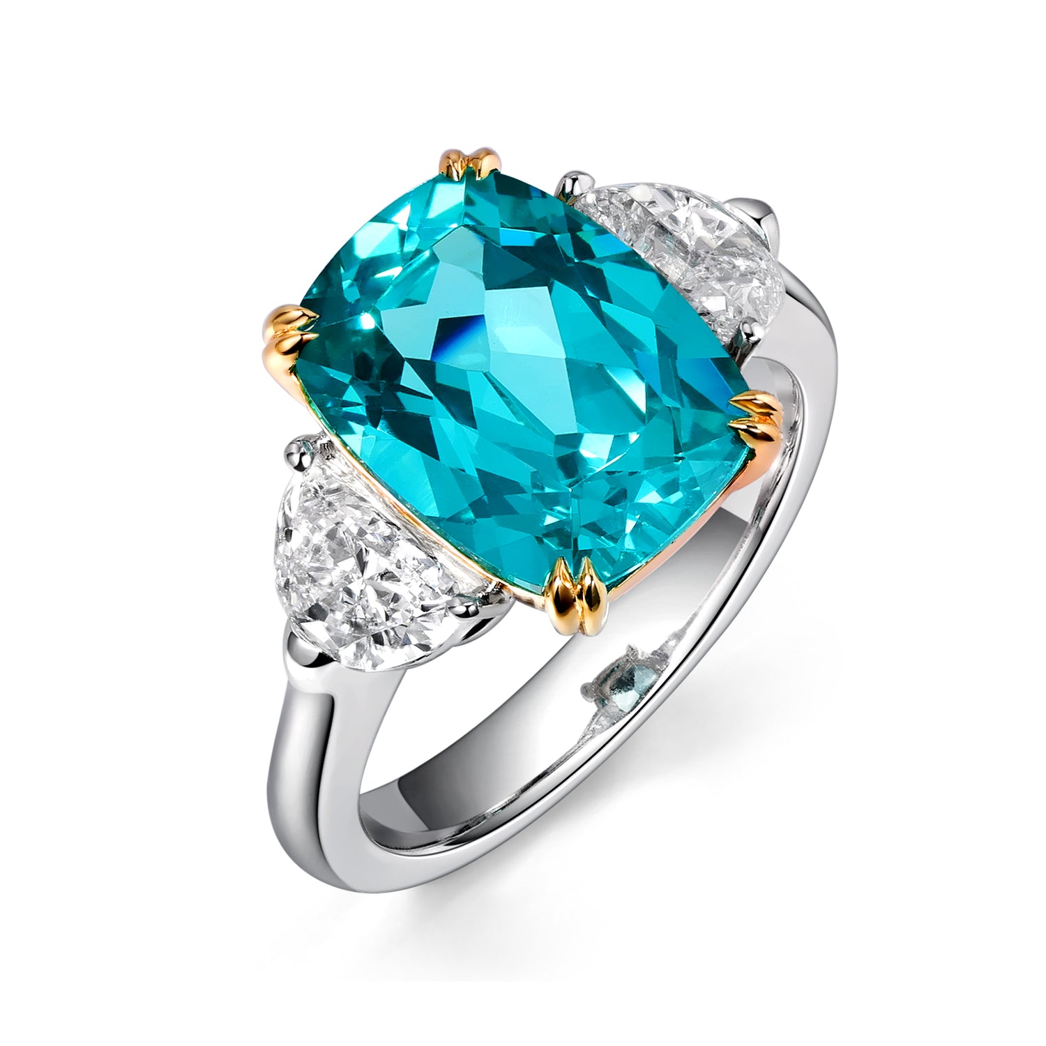 Cushion Cut Neon Blue Paraiba Ring