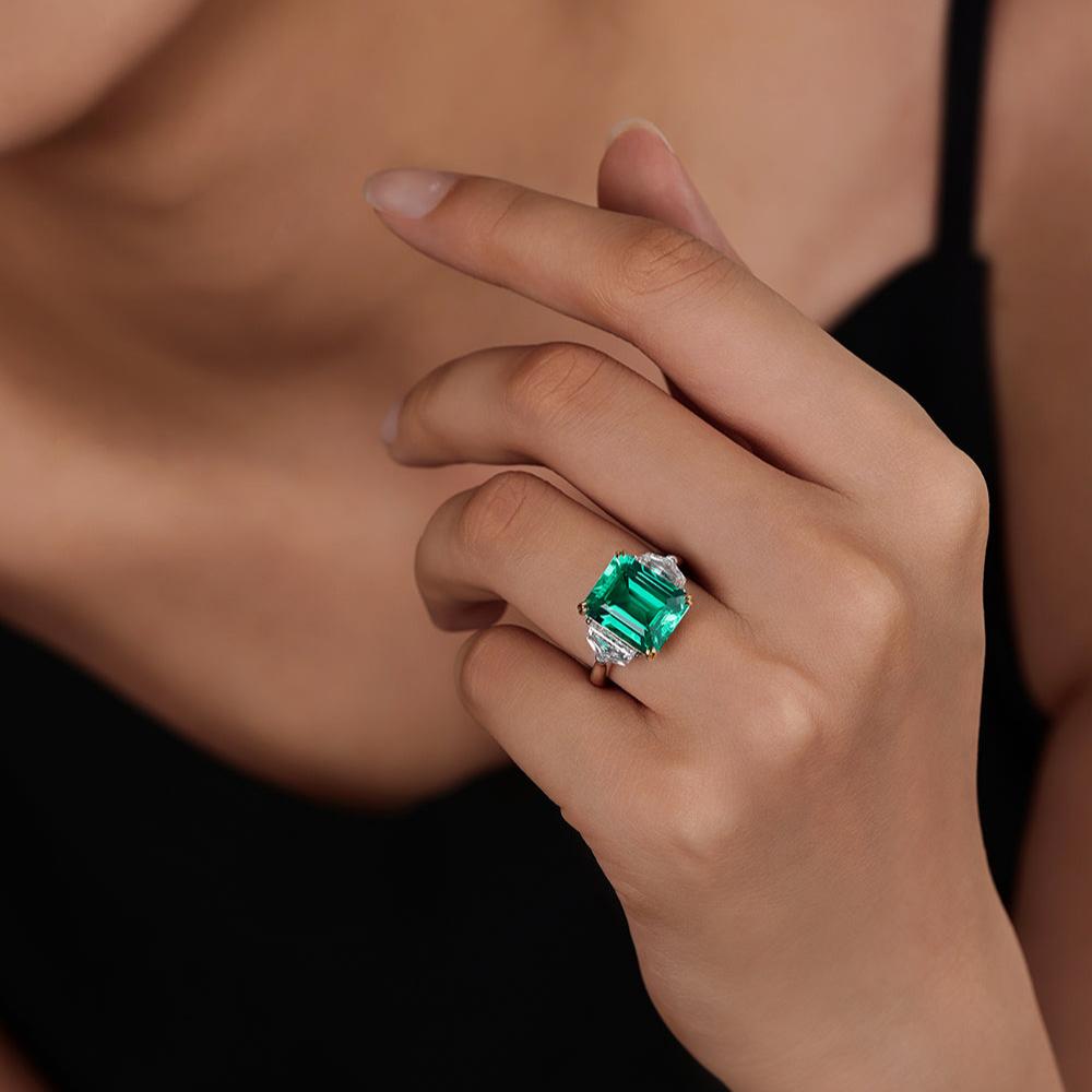 Emerald Cut Green Emerald Ring