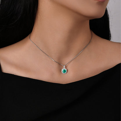 Cushion Cut Green Emerald Pendant